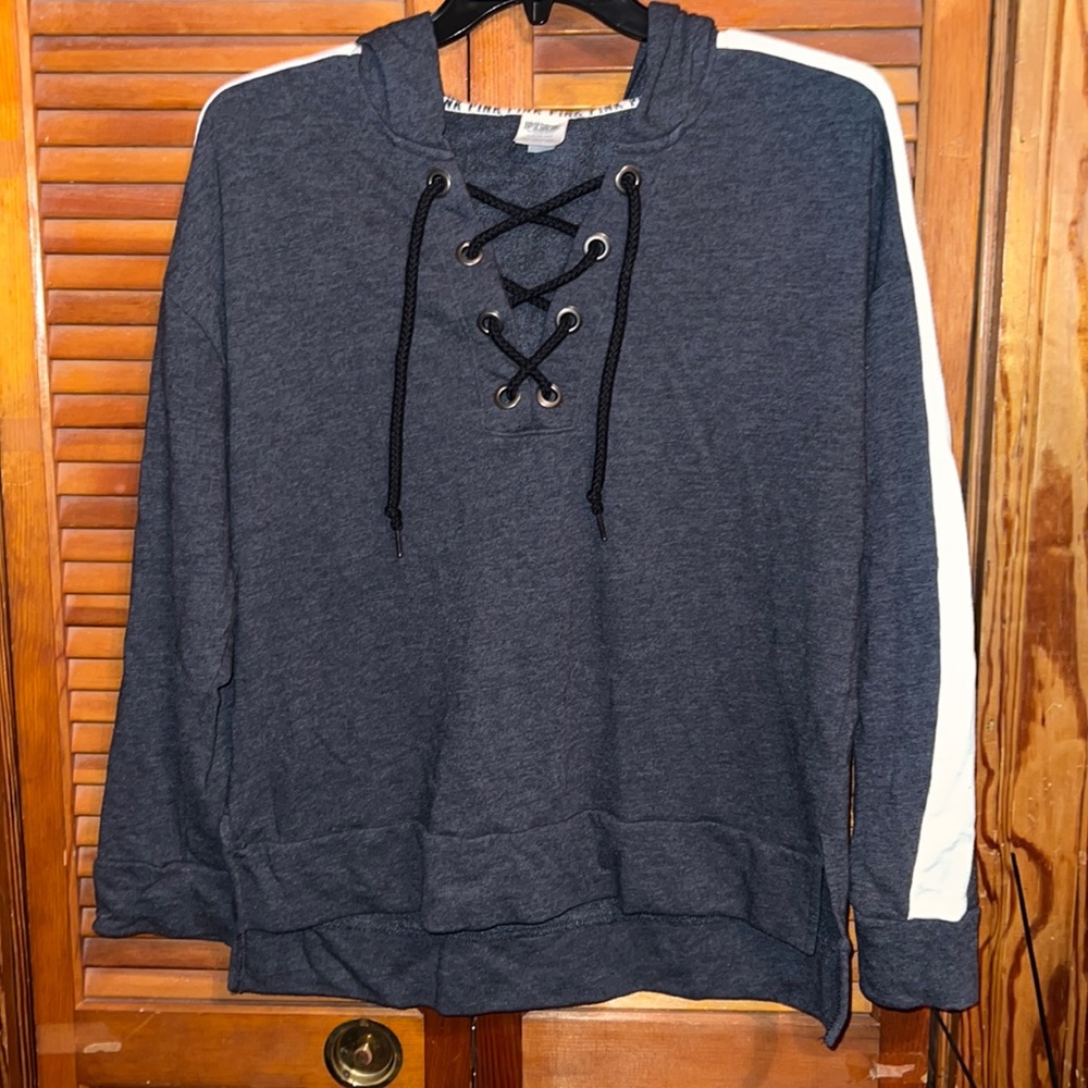 PINK Lace Up Hoodie
